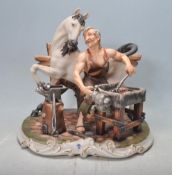 NAPLES ITALIAN CAPODIMONTE BLACKSMITH FIGURINE