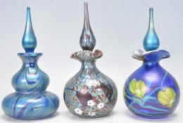 OKRA THREE PIECE STUDIO ART GLASS BOTTLES