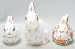 COLLECTION OF THREE PORCELAIN ROYAL CROWN DERBY RABBITS