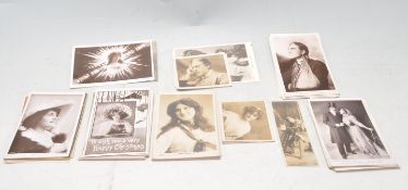 COLLECTION OF ANTIQUE EDWARDIAN POSTCARDS FEATRUING ACTORS AND ACTRESSES.