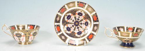 ROYAL CROWN DERBY OLD IMARI TWO CUPS AND SAUCER