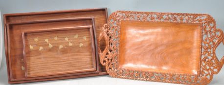 FOUR 20TH CENTURY WOODEN SERVING TRAYS