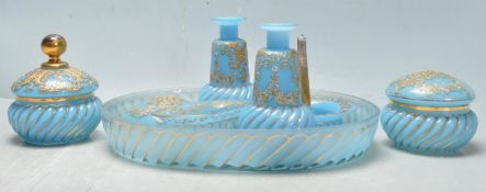 19TH CENTURY VICTORIAN OPAQUE GLASS DRESSING TABLE SET