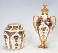 TWO PIECES OF ROYAL CROWN DERBY OLD IMARI PATTERN CERAMICS