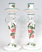 PAIR OF CERAMIC CANDLESTICKS BY WEMYSS WARE KINTORE