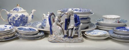 LARGE COLLECTION OF 20TH CENTURY BLUE AND WHITE CERAMIC DINNER WARE