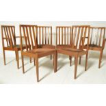 SIX DANISH INSPIRED TEAK WOOD FRAME DINING CHAIRS BY MEREDEW