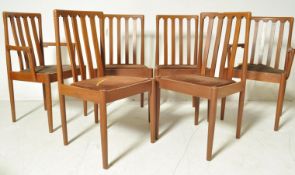 SIX DANISH INSPIRED TEAK WOOD FRAME DINING CHAIRS BY MEREDEW