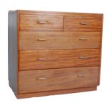 1950’S AIR MINISTRY STYLE TWO OVER THREE TEAK WOOD AND FORMICA CHEST OF DRAWERS