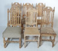SET OF LATE 20TH CENTURY ANTIQUE STYLE LIMED OAK DINING CHAIRS