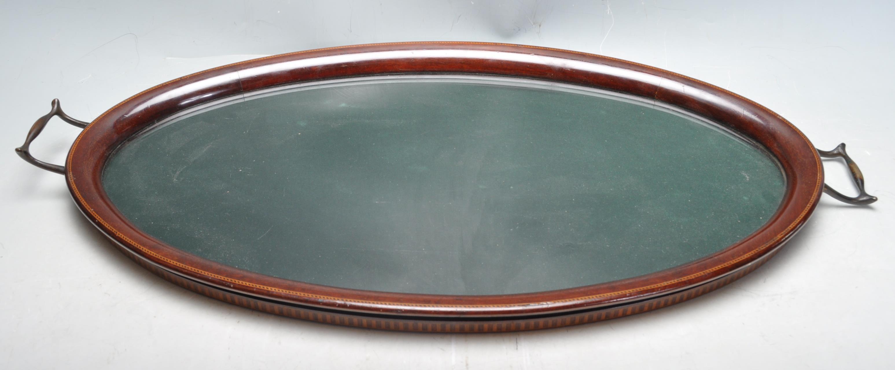 EDWARDIAN MAHOGANY INLAID SERVING TRAY - Image 2 of 4