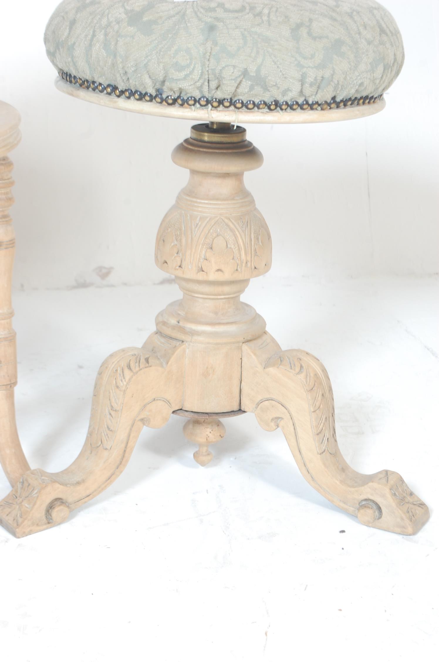 PAIR OF ANTIQUE STYLE LIMED OAK STOOLS - Image 3 of 6