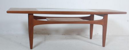 G PLAN TEAK AND GLASS COFFEE TABLE WITH SECOND TIER MAGAZINE