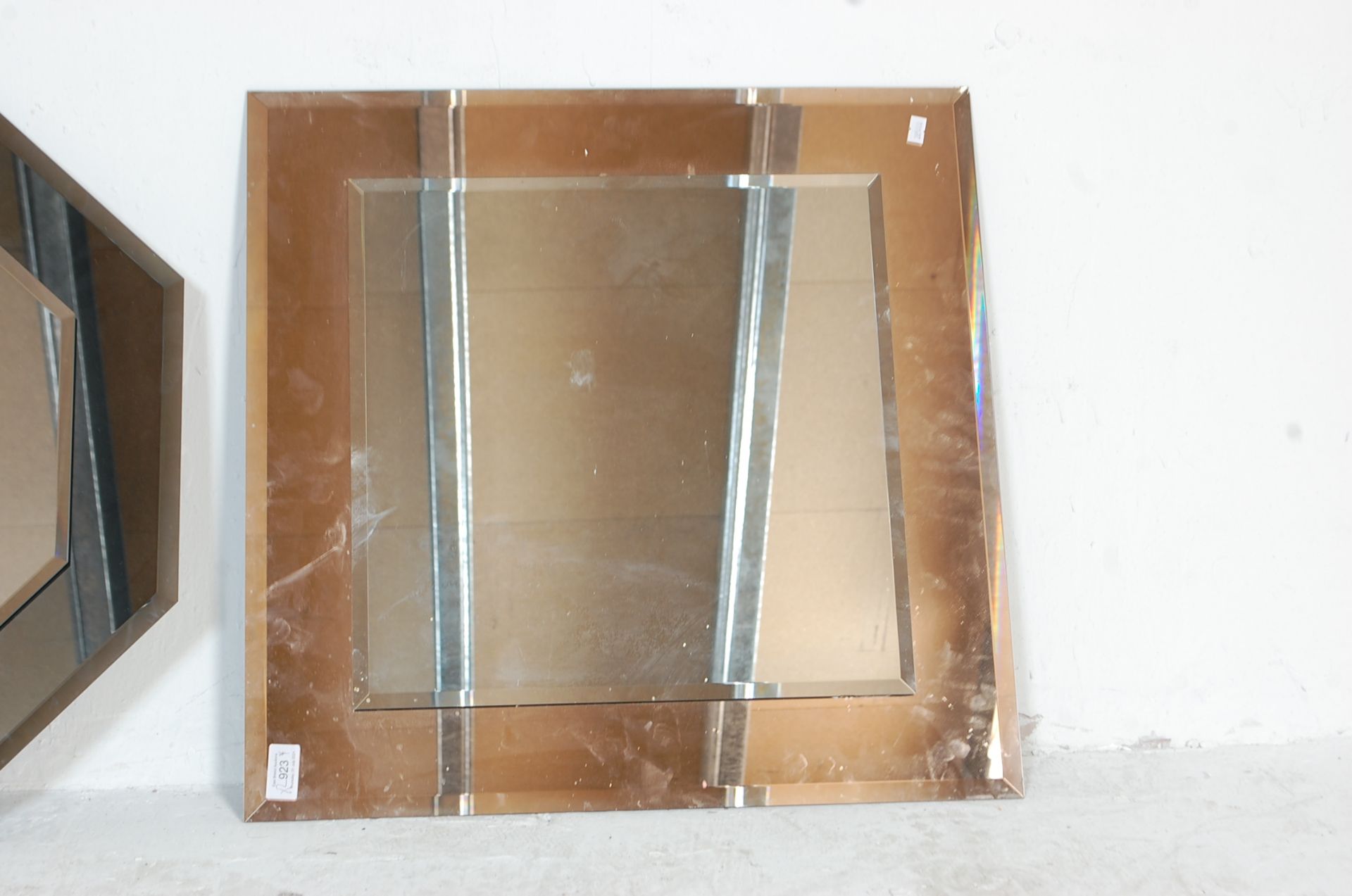 CONTEMPORARY FRAMELESS MIRROR GLASS WITH ANOTHER - Image 3 of 3