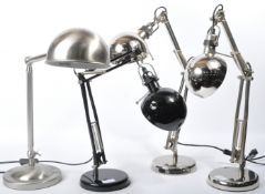 GROUP OF FOUR CONTEMPORARY ANGLEPOISE DESK / TABLE LAMPS