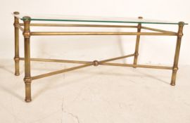 20TH CENTURY ANTIQUE STYLE BRASS AND GLASS OCCASIONAL COFFEE TABLE