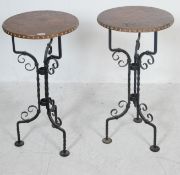 PAIR OF CONTEMPORARY CAST IRON TAVERN TABLES