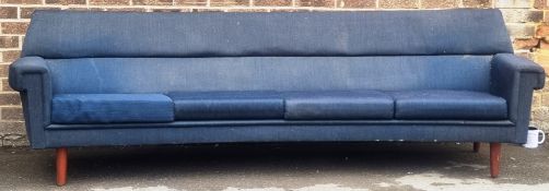 MID 20TH CENTURY DANISH FOUR SEATER CURVED SOFA SETTEE