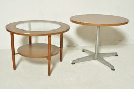 TWO MID 20TH CENTURY CIRCULAR MELAMINE COFFEE TABLES