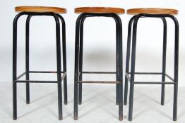 SET OF THREE VINTAGE INDUSTRIAL STOOLS