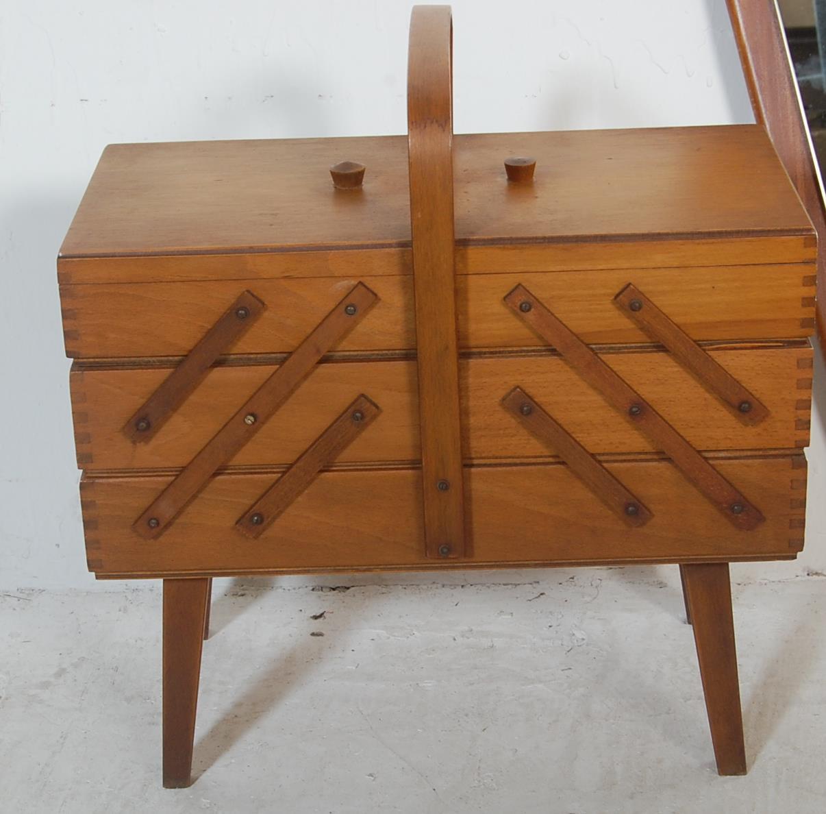 RETRO VINTAGE TEAK MIRROR AND SEWING BOX - Image 2 of 7