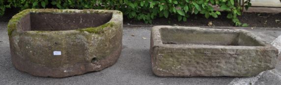 TWO LARGE ANTIQUE STYLE STONEWARE TROUGHS