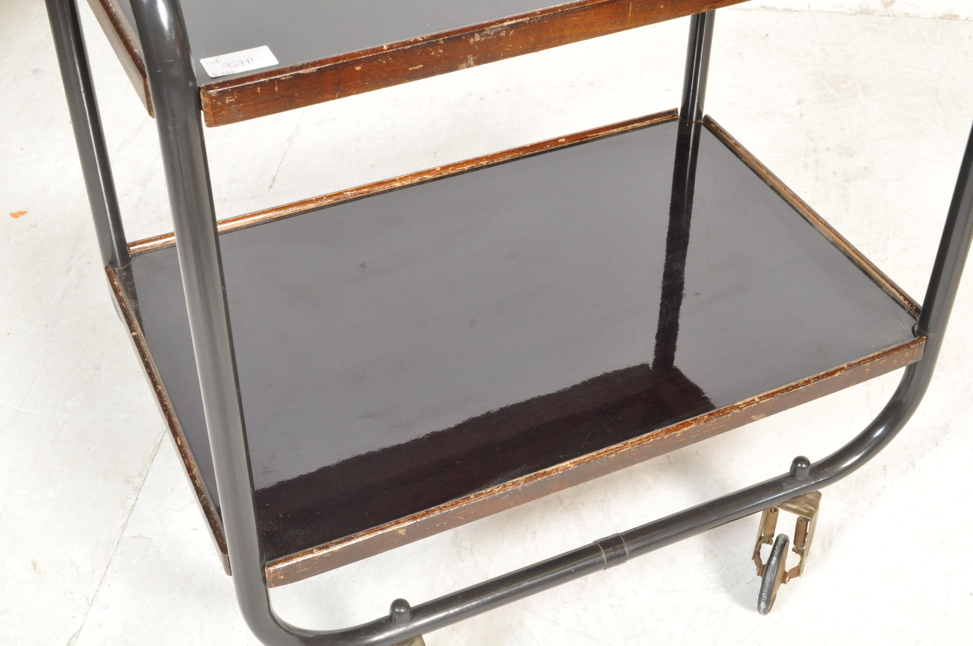ART DECO ENGLISH TWO TIER COCKTAIL DRINKS / TEA TROLLEY - Image 3 of 4