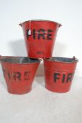 THREE VINTAGE RETRO 20TH CENTURY RED FIRE MAN BUCKETS