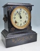 ANTIQUE EBONISED SLATE STYLE MANTEL CLOCK