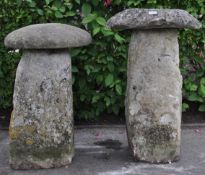 TWO ANTIQUE GARDEN STADDLE STONES