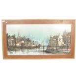 RETRO VINTAGE 1970S PRINT OF A CANAL SCENE