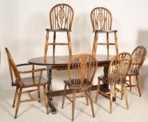 RETRO VINTAGE LATE 20TH CENTURY ERCOL STYLE BEECH AND ELM DINING TABLE AND CHAIRS