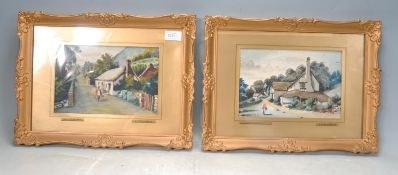 PAIR OF L H KERSHAW COTTAGE PAINTINGS