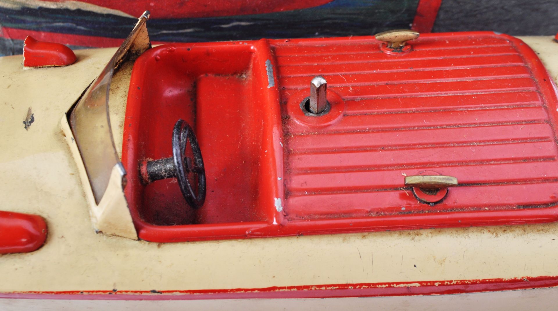 ORIGINAL VINTAGE HORNBY TIN PLATE CLOCKWORK SPEED BOAT - Bild 4 aus 10