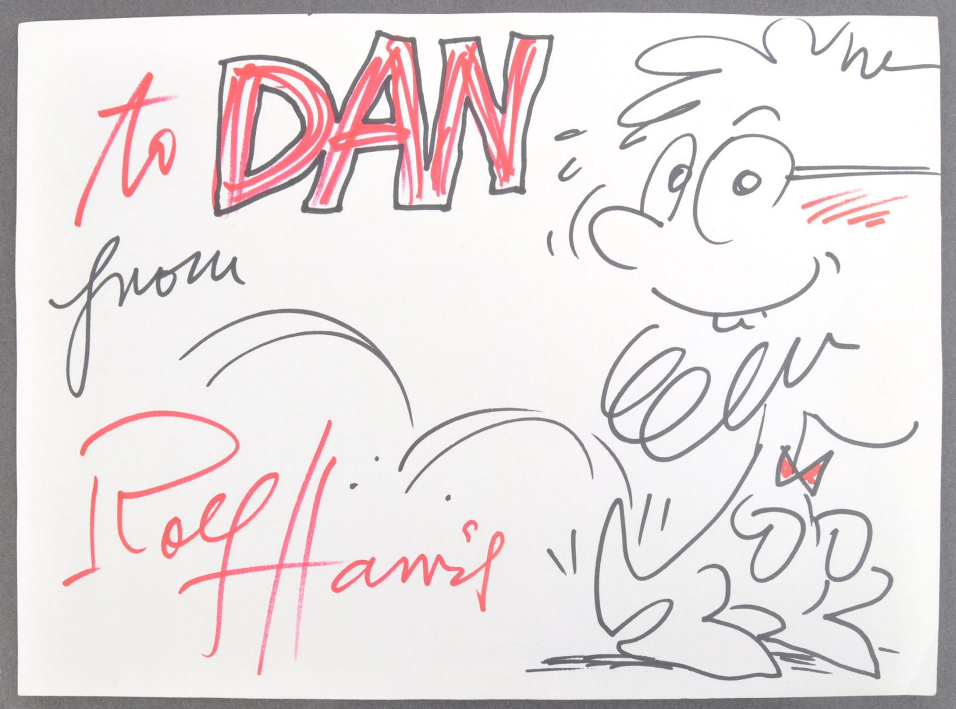 ROLF HARRIS - SCARCE HAND DRAWN SKETCH ARTWORK WITH AUTOGRAPH