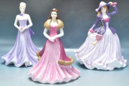 GROUP OF THREE 20TH CENTURY VINTAGE COALPORT CLASSIC ELEGANCE FIGURINES.