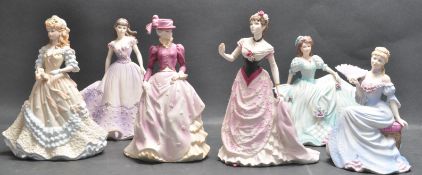 SIX COALPORT AGE OF ELEGANCE LADY FIGURINES.