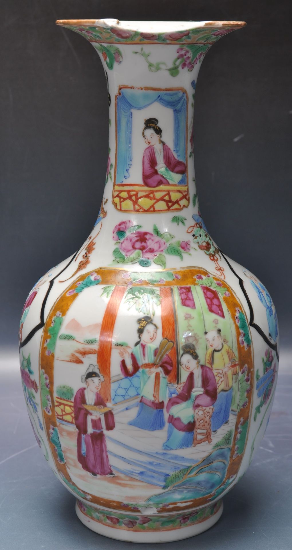 LATE 19TH CENTURY CHINESE ORIENTAL PORCELAIN CANTONESE VASE