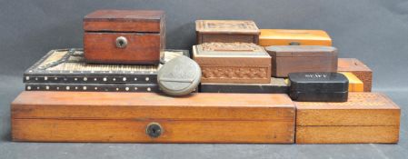 LARGE COLLECTION OF WOODEN BOXES TO INCLUDE INDIAN AND CHINESE EXAMPLES.