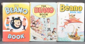 GROUP OF THREE VINTAGE BEANO BOOKS TO INCLUDE 1972, 1964 AND 1969.