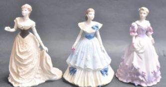 THREE 20TH CENTURY COALPORT BEAU MONDE LADY FIGURES.