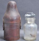 LATE 19TH CENTURY DECANTER HUNTING BOTTLE WITH FITTED LEATHER CASE.