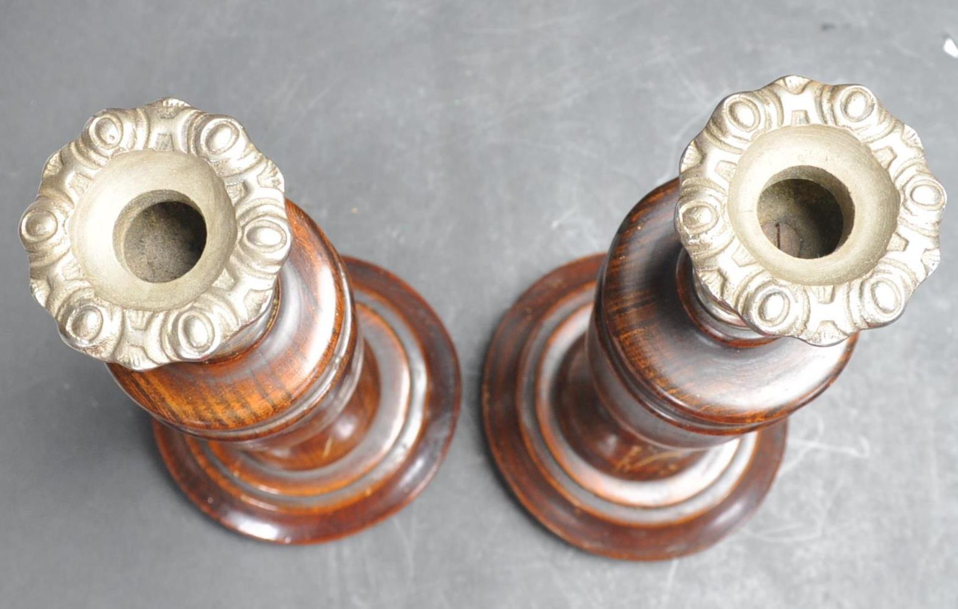 TWO 1920’S OAK ART DECO CANDLESTICKS - Image 2 of 6