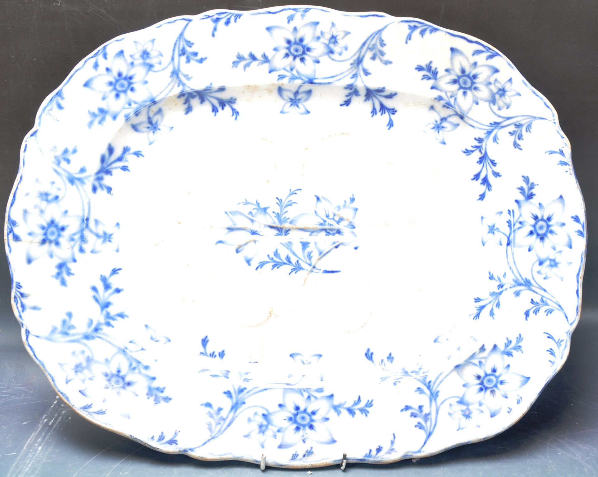 COLLECTION OF 19TH CENTURY BLUE & WHITE MEAT PLATTERS - Image 3 of 6