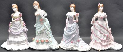 THREE COALPORT AND ROYAL WORCESTER SPLENDOUR AT COURT FIGURES