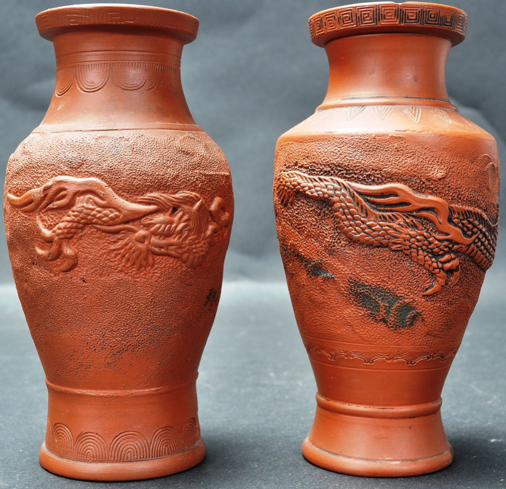 PAIR OF 19TH CENTURY CHINESE YIXING RED CLAY POTTERY VASES - Image 3 of 5