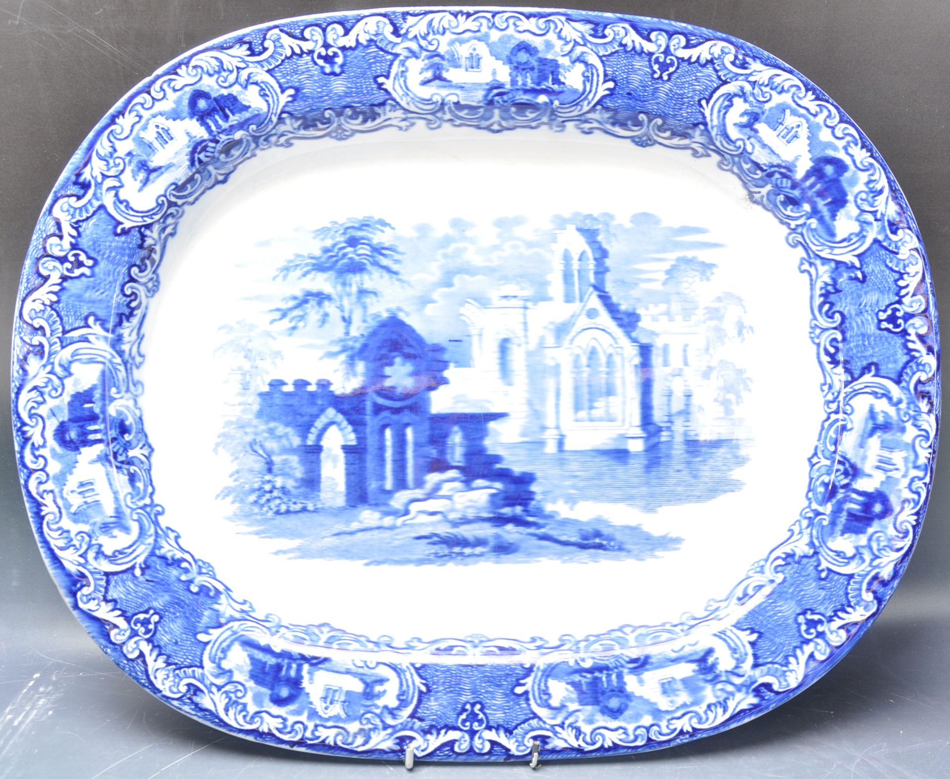 COLLECTION OF 19TH CENTURY BLUE & WHITE MEAT PLATTERS - Image 2 of 6