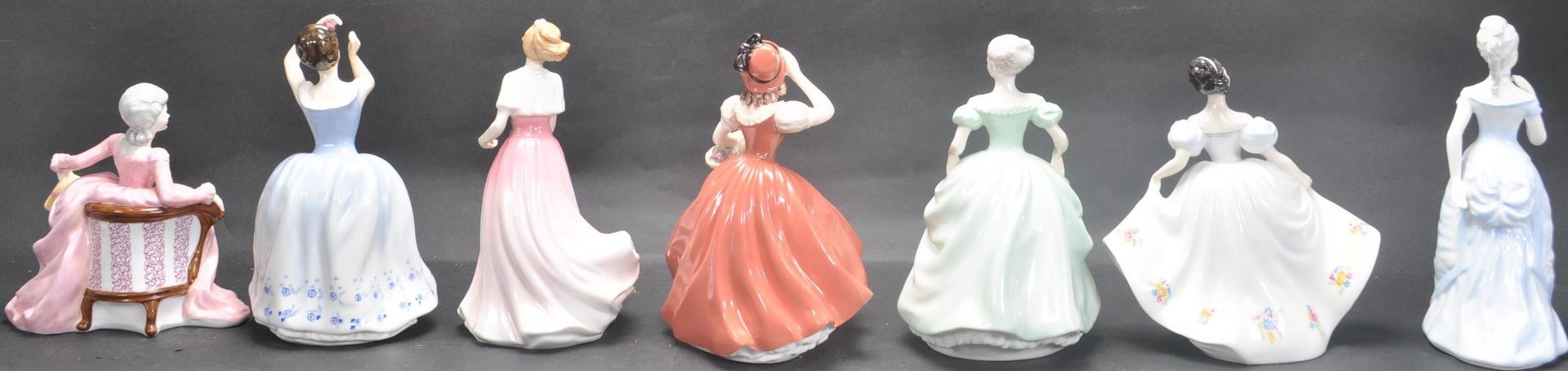 GROUP OF SEVEN CERAMIC PORCELAIN LADIES FIGURINES - Image 3 of 6