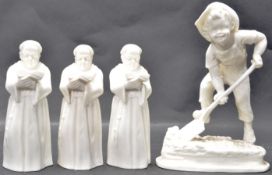 FOUR 20TH CENTURY UNMARKED ROYAL WORCESTER CERAMIC PORCELAIN FIGURINES