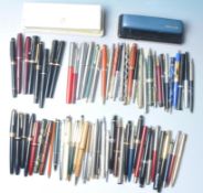 LARGE COLLECTION OF VINTAGE FOUNTAIN PENS AND BALL PENS